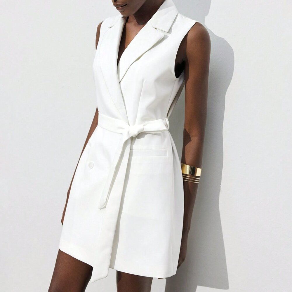 White Elegant Bohemian Women's Dress - Picture 4 of 7